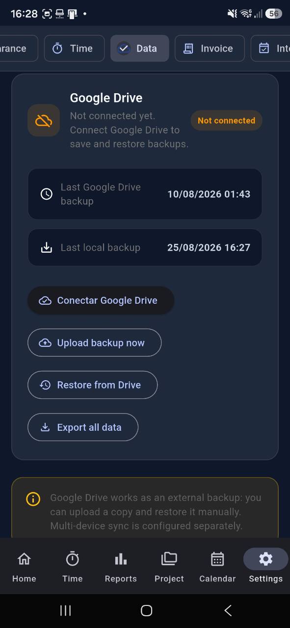 Tus datos, protegidos — TaskTime for Android