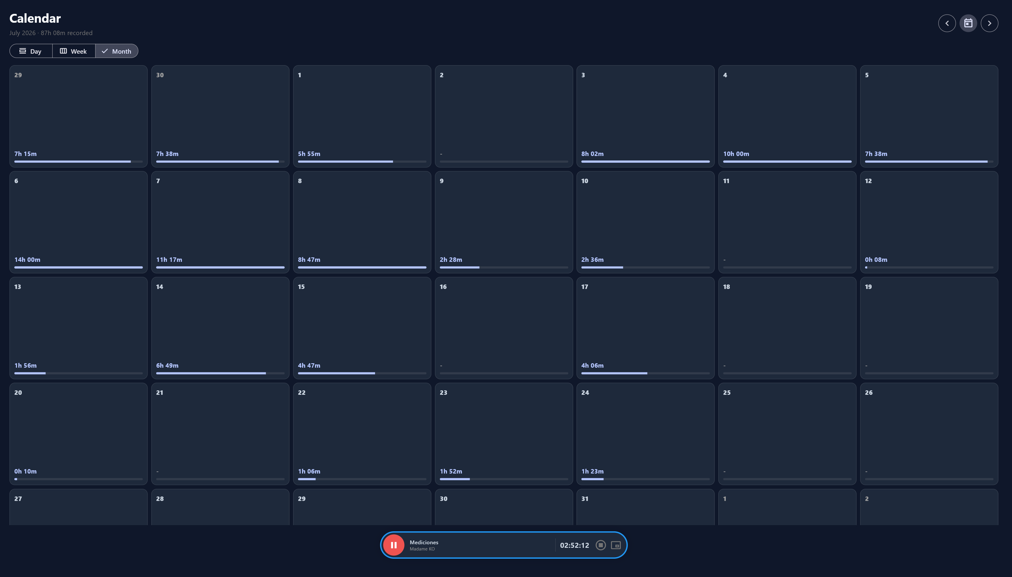 El tiempo en calendario